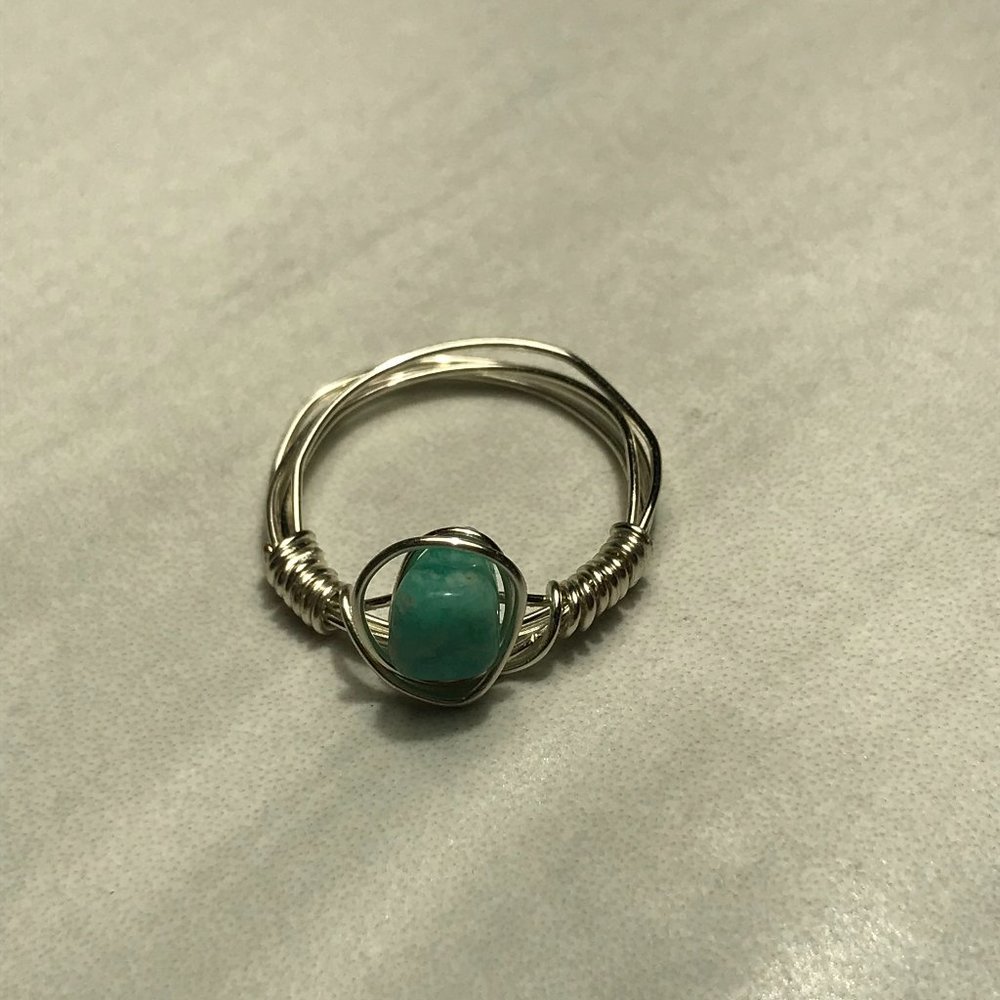 Amazonite crystal wire rings